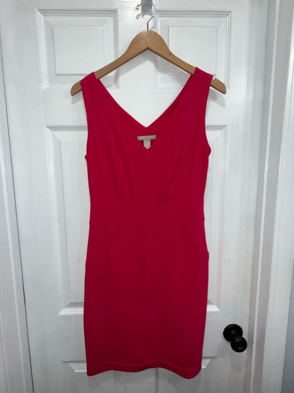 Banana Republic Sleeveless V-Neck Hot Pink Midi Sheath Dress